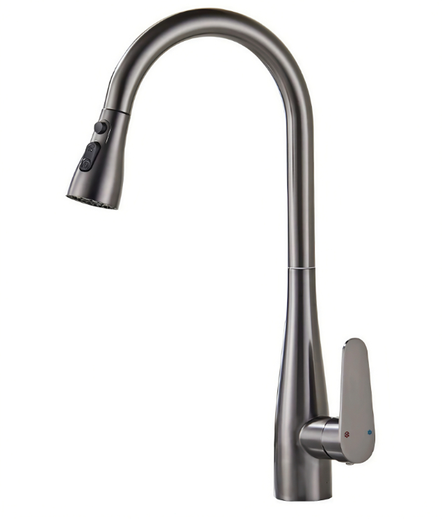 Gunmetal Grey High-Arc Gooseneck Wera Me te Matao Kīhini Kumea-Ono Korere Gunmetal Grey High-Arc Gooseneck Wera Me te Matao Kīhini Kumea-Ono Korere