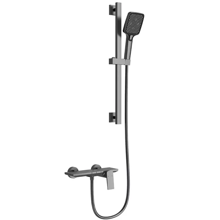 Gunmetal Grey Square Shower Set With Adjustable Kiriata Pae